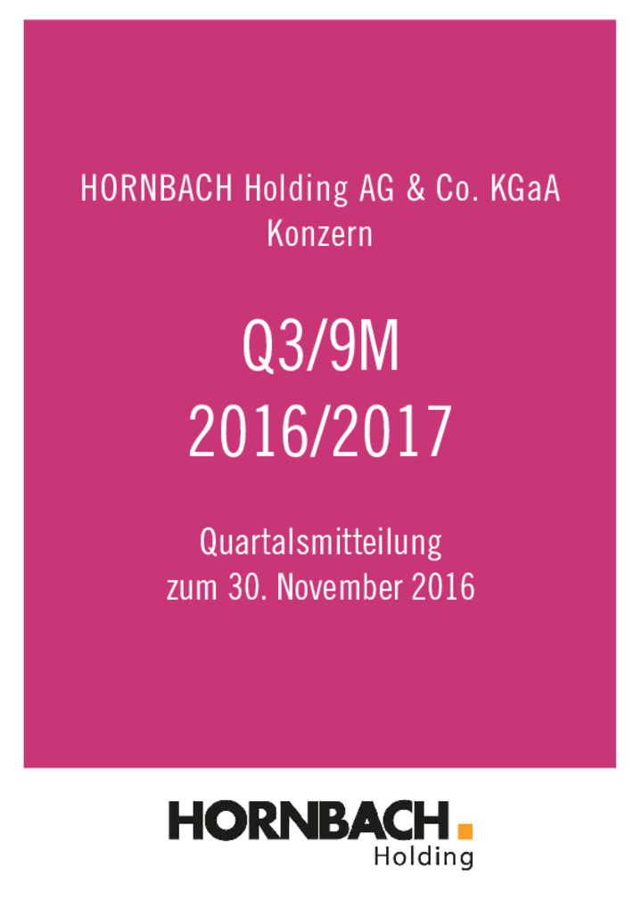 Q3 Mitteilung / Q3 Finanzbericht 2016/2017